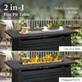 thumbnail image 5 of SUMMIT LIVING 56" Rectangular Propane Fire Pit Table, 50,000 BTU Gas Fire Pit with Lid and Blue Fire Glass, Black, 5 of 10