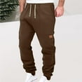 thumbnail image 2 of Mens Casual Jogger Cargo Pants Relaxed Fit Pants Drawstring Sweatpants Hiking Outdoor Twill Sport Pants (S, Brown), 2 of 5