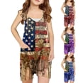 thumbnail image 4 of Zwiiyzr Toddler Girl 4Th of July Outfit Spaghetti Straps Stars Usa Flag Romper 5-13 Years Girls Independence Day Outfits Blue, 4 of 4