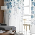 thumbnail image 4 of Sheer Curtains 108 Inches Long, Summer Botanical Weeping Light Filtering Window Curtains for Living Room/Bedroom, Blue Eucalyptus Leaves Rod Pocket Voile Sheer Curtain Drapes, 52"W x 108"L, 2 Panels, 4 of 9