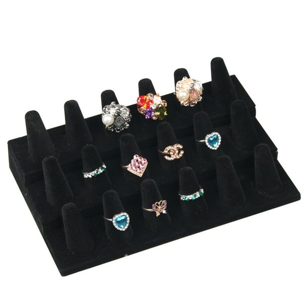 Soporte para anillos, expositor de anillos para 18 dedos, soporte para joyas, organizador de anillos, escaparate de almacenamiento de anillos, exhibición de anillos para la venta de terciope