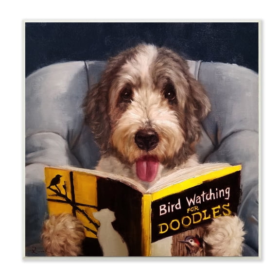 Stupell Industries Bird Watching Doodle Funny Pet Dog Portrait Painting Unframed Art Print Wall Art, 12x12, by Lucia Heffernan