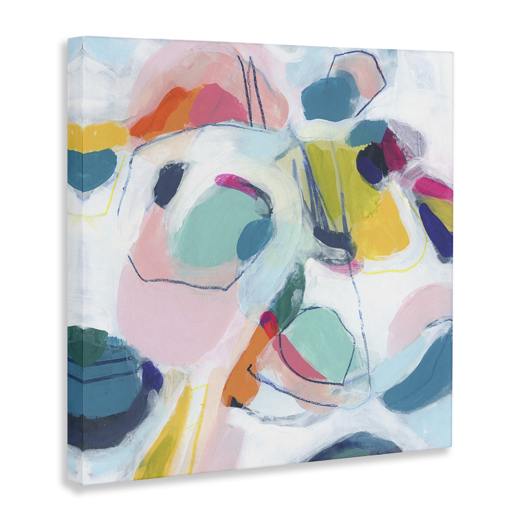 Stupell Industries Whimsical Shapes Abstraction Abstract Painting Wrapped Canvas Art Print Wall Art, 17 x 17