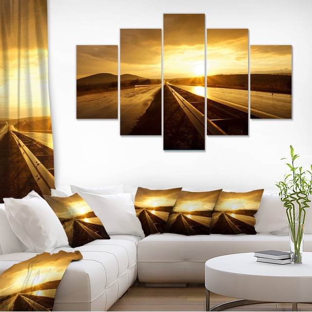 Wet After Rain Road at Sunset - Extra Large Wall Art Landscape