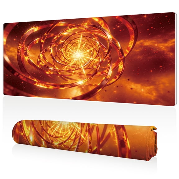 LIVEKEY Mouse Pad 80x40cm Extra Large Non Slip Stitched Durable Easy Clean Fiery Spiral Galaxy Pattern for Gaming Office