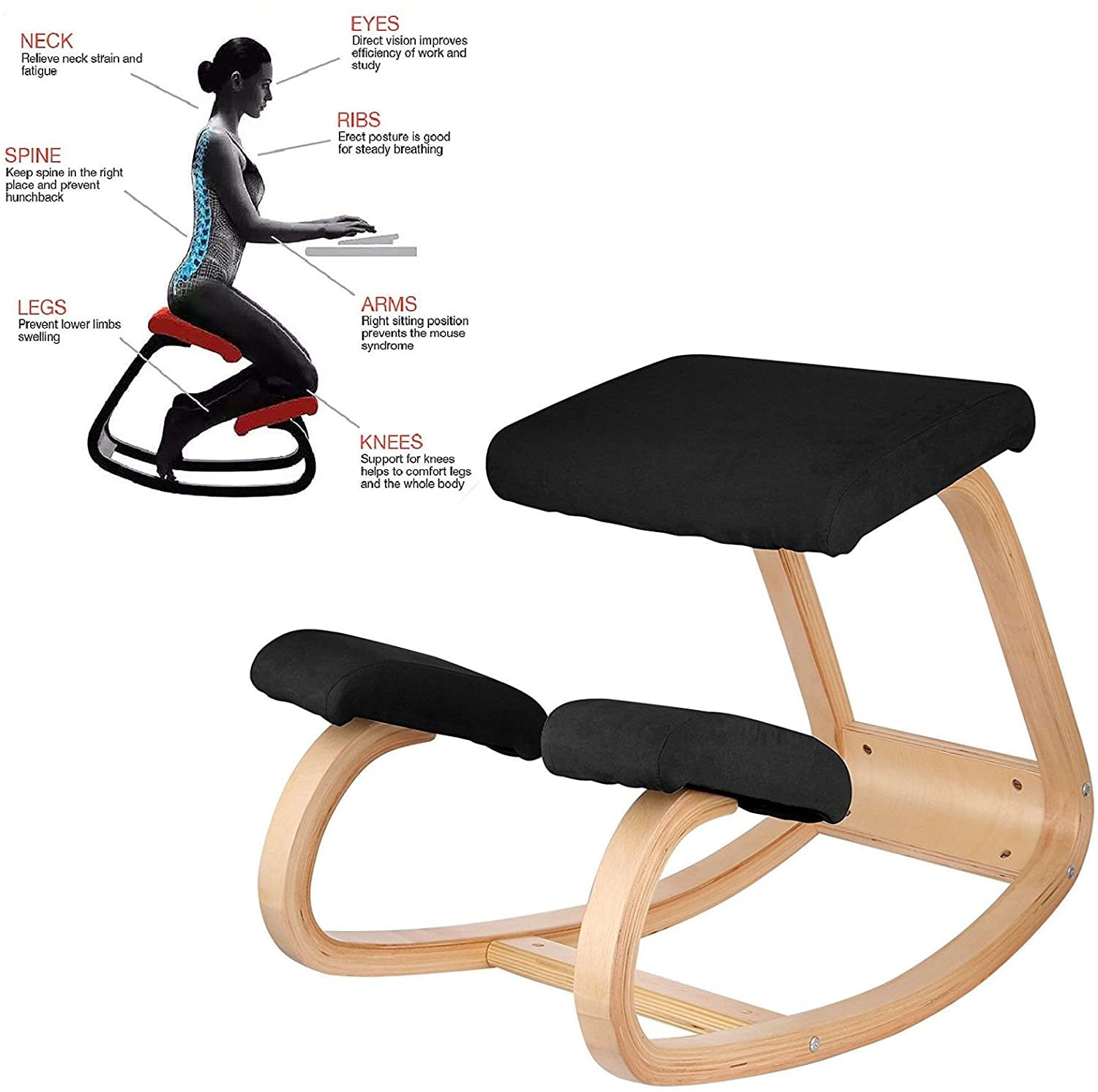 VEVOR Adjustable bentwood Ergonomic Kneeling Chair Stool in Fabirc