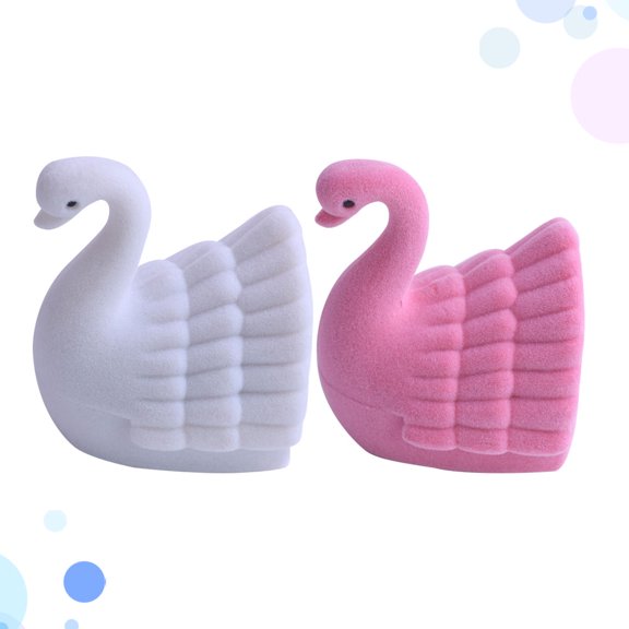 ETEREAUTY 2-Pack Swan Shape Jewelry Storage Case Portable Box in Assorted Colors and Practical Design
