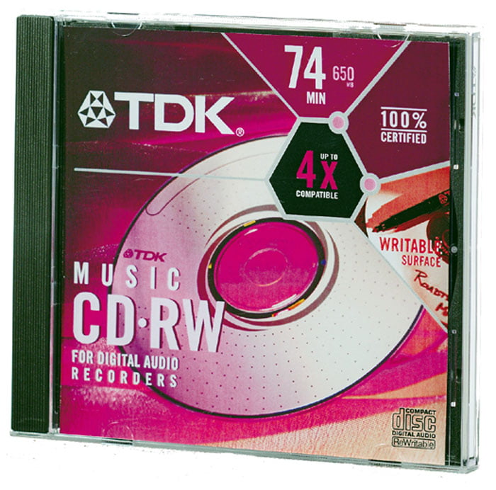 Tdk Cdrw80twnex Single Cd R 80 Minute 700mb Minute Write Once Audio Cd Walmart Com