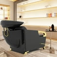 thumbnail image 6 of Artist hand Shampoo Bowl Station Backwash Chair Shampoo Recliner with Ceramic Bowl,Sink Hair Spa Washing Beauty Salon Equipment(Black Gold), 6 of 15