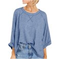 thumbnail image 1 of cfhntfmh Fall Tops for Women Oversized Crewneck Long Sleeve Solid Color T-Shirts Lounge Loose Work Basic Shirts, 1 of 6