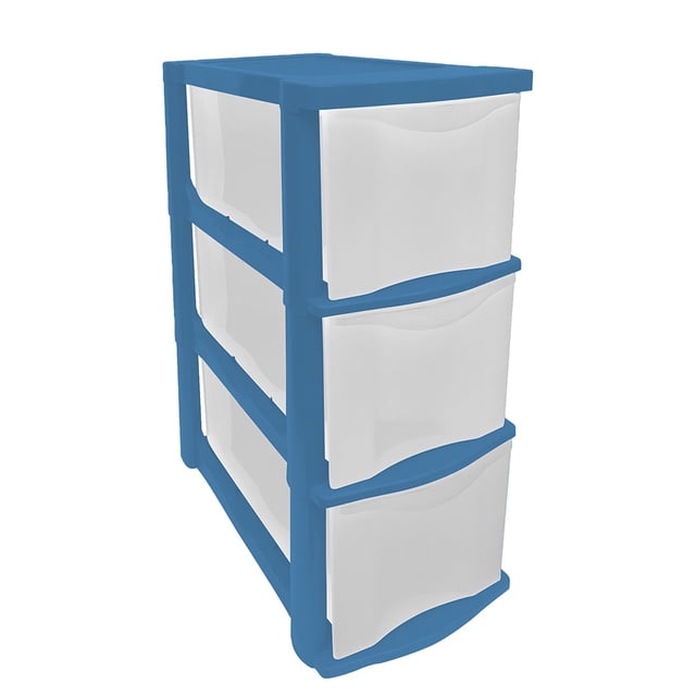 Cajonera Plastic Trends Florida chica 3 niveles Azul