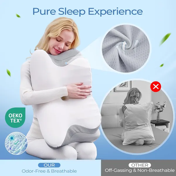 Ergonomic Cervical Neck Pillow for Sleeping – Memory Foam Pillow with Massage Nodes for Neck Pain Relief Side Sleeper & Back Support