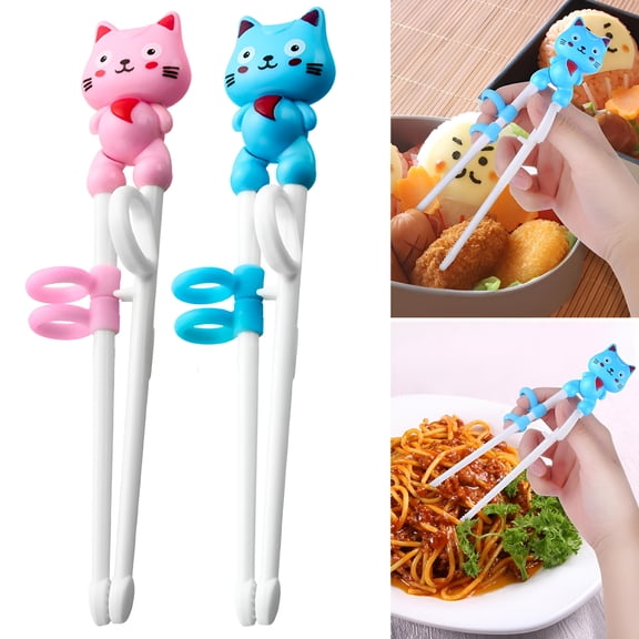 ACDANC 2026 New Kids Chopsticks Set 2 Pairs Easy-To-Use Reusable Educational Chopsticks with Cute Animal Designs,For Learning,Fun Meals,Training,Developing Fine Motor Skills,Family Meals,Picnics