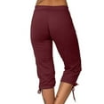 thumbnail image 7 of UYISJ Capri Pants for Women Casual Summer Cropped Jogger Sweatpants Drawstring Capris Trousers Yoga Solid Color Sports Leggings Plus Size Wine M, 7 of 7