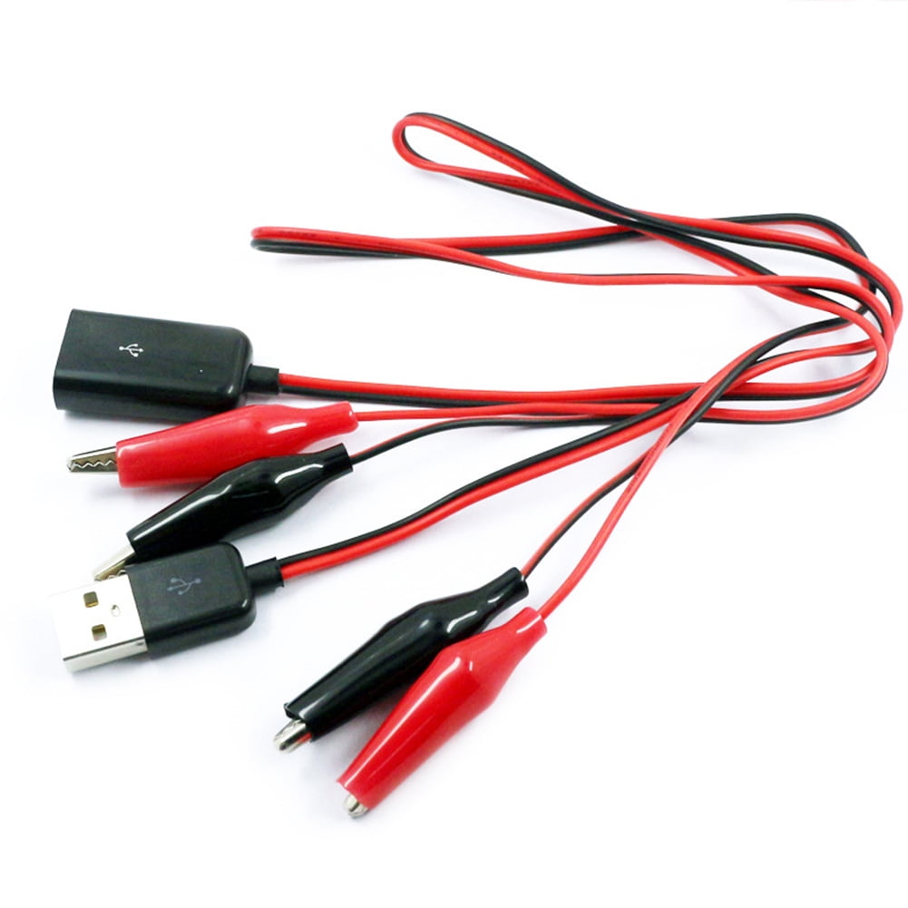 USB Crocodile wire Alligator clips Male of Female to USB tester Voltage Meter ^S 