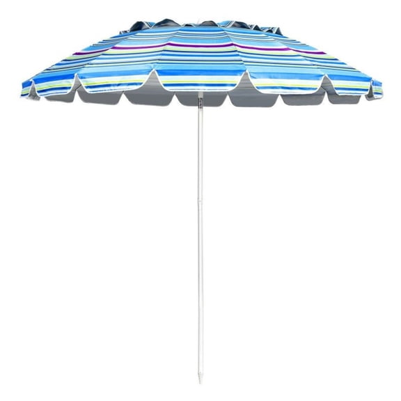 8ft Beach Umbrella with Sand Anchor, Portable Tilt Beach Sun Shelter - Blue/Multi