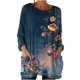 thumbnail image 3 of TaTaai Women’s Vintage Print Long Sleeve Round Neck T Shirts Casual Loose Blouses With Pockets Soft Polyester Tops Fall Spring Daily Street Tees Gift, 3 of 7