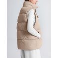 thumbnail image 2 of FEOYA Ladies Warm Puffer Vests Womens Stand Collar Outerwear Sleeveless Zip Up Jacket Winter Padded Crop Waistcoat with Pockets for Hiking Sport Athletics Outdoor XL Light Brown, 2 of 6