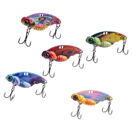 CEORPER 5Pcs VIB Vibration Spoon Lure Spoon Spinner Balancers Fishing Lure Trolling Swimbait Artificial Baits Spoon Lures