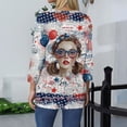 thumbnail image 5 of Womens 250th Anniversary USA Shirts 3/4 Sleeve T-Shirts Loose American Flag Print Pullover 4th of July Celebration Party Tops Independence Day Patriotic Crew Neck Blouses Light Gray XL, 5 of 5