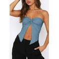 thumbnail image 3 of Split Cut Off Shoulder Crop Top (L, White), 3 of 10