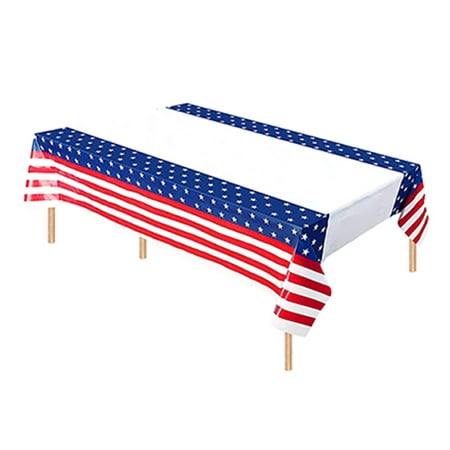 

Baywell 87 x 51 Inch 4th of July Tablecloth Patriotic Plastic Table Covers Red White and Blue Decorative Supplies for Independence Day Memorial Day
