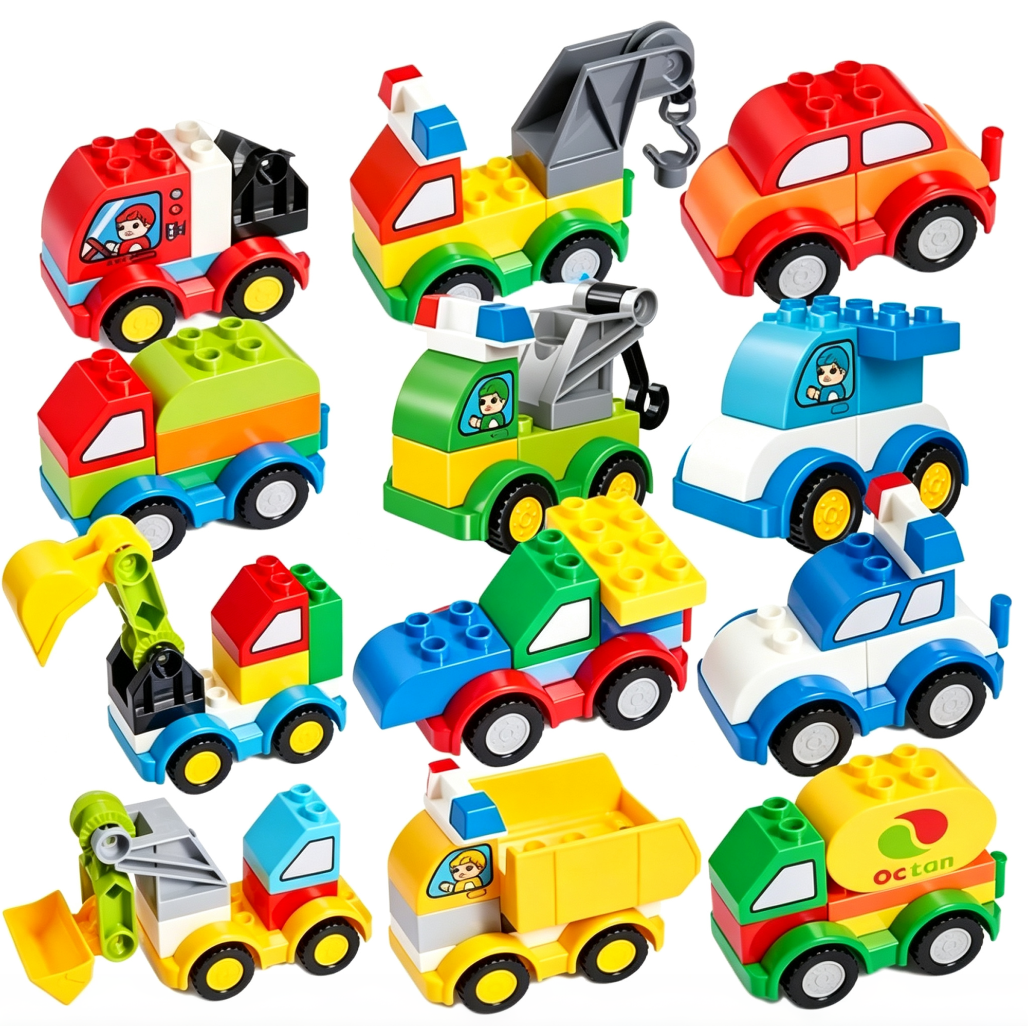 80 Pcs Toddler Car Building Block Set, 12 Different Vehicles, Versatile Engineer Car, STEM Toys, Compatible with Major Brands, Back to School Gift