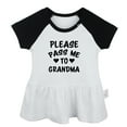 thumbnail image 4 of Pack of 2, Call Grandma She Knows What to Do & Please Pass Me to Grandma Funny Dresses For Baby, Newborn Babies Skirts, Infant Princess Dress, Toddler Frocks (Black Raglan Dresses, 0-6 Months), 4 of 5