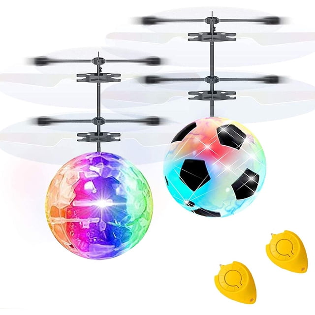 Paquete de 2 RC Flying Ball Glow Flying Toys para niños y niñas Regalos de Pascua RC Toy Mini Drones Helicóptero de control manual con 2 mandos a distancia Quadcopter Fútbol Juegos de Pascua Juguete para niños Basket Stuffers Zhivalor WMZL-881-1