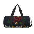 thumbnail image 3 of Rocae Merry Christmas Elk Print Round Travel Duffel Bag and Fitness Bag, Women's Waterproof Weekend Tote, Men's Travel and Fitness Essentials, 3 of 8