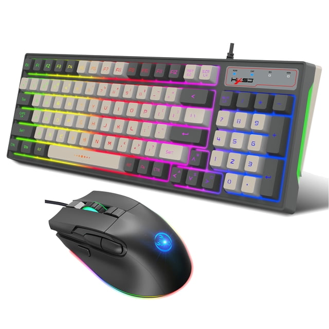 Riwcyla V600+A905 Wired Keyboard and Combo High, Cool Effects Ergonomic Design Macro Programming Function Full Key No Conflict Multi,function Shortcut Keys for Gaming and Office