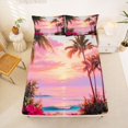 thumbnail image 5 of jejeloiu Pink Sunset Beach Bed Sheets For Girls,Hawaii Coconut Flower Pattern Full Size Sheets,Multicolor,4-Piece,1 Flat Sheet, 1 Fitted Sheet and 2 Pillowcases, 5 of 6