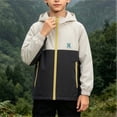thumbnail image 2 of FAVIPT Waterproof Rain Coats for Kids Boys Zip Up Hooded Jackets Lightweight Color Block Outdoor Coat with Zipper Pockets Black,3-4 Years, 2 of 9