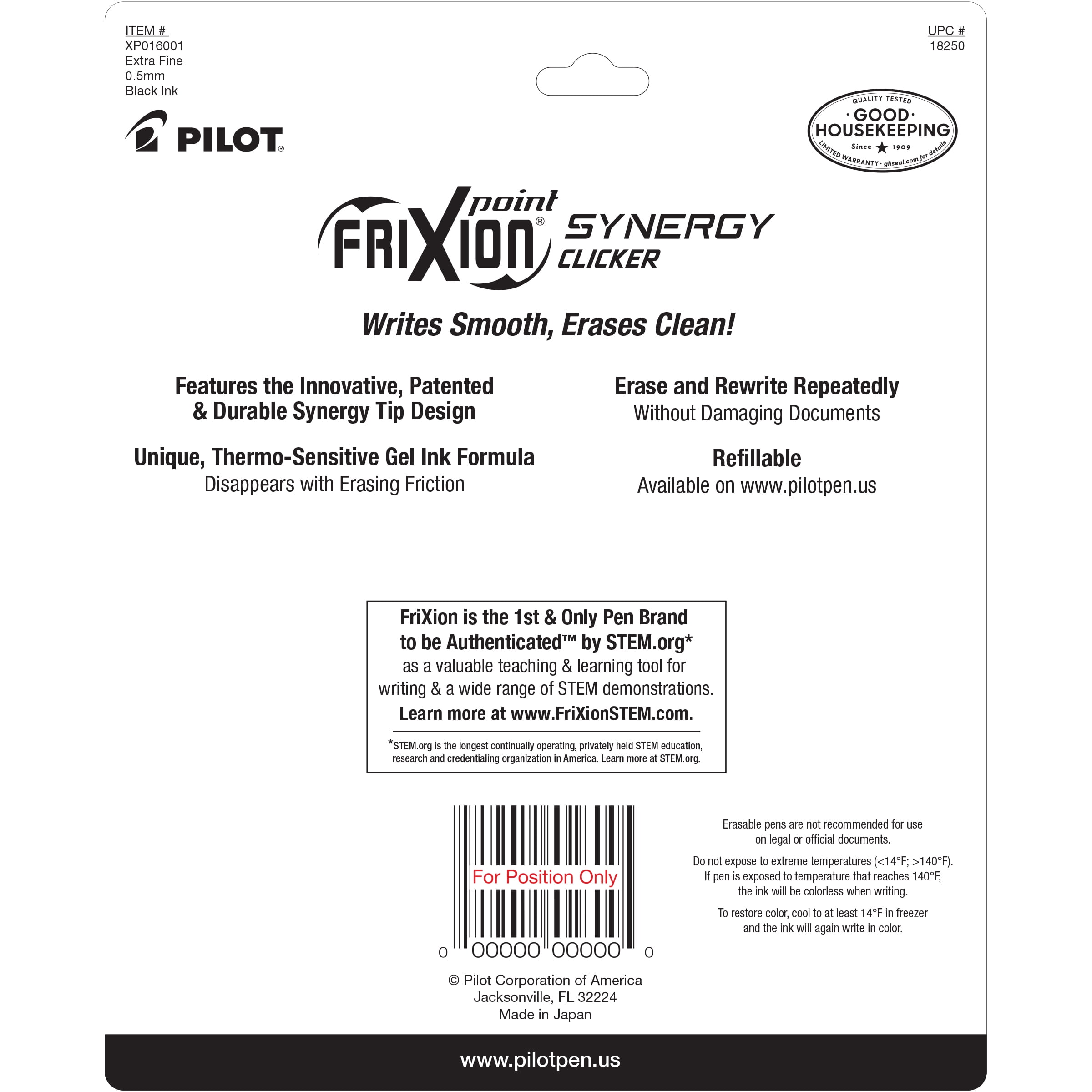 FriXion Synergy Point Clicker Extra Fine Black 6 Pens + 6 Bonus Refills Pack
