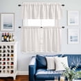thumbnail image 2 of Farmhouse Beige White Striped Kitchen Curtains Sets for Windows 36 Inch Length, Modern Stripes Rod Pocket Window Treatments Tier Curtains and Valances Set for Bedroom/Bathroom, 2 of 8