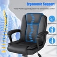 thumbnail image 2 of Ergonomic Mid-Back Gaming & Office Chair with Adjustable Height – PU Leather, Black with Blue Accents, Lumbar Support, Rolling Swivel Base for Home Office & Gaming, 2 of 6