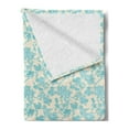 thumbnail image 2 of Floral Soft Flannel Fleece Throw Blanket, Print of Oriental Style Detailed Flowers and Motifs Blossoming Naturally, Cozy Plush for Indoor and Outdoor Use, 60" x 80", Champagne Pale Blue, by Ambesonne, 2 of 5