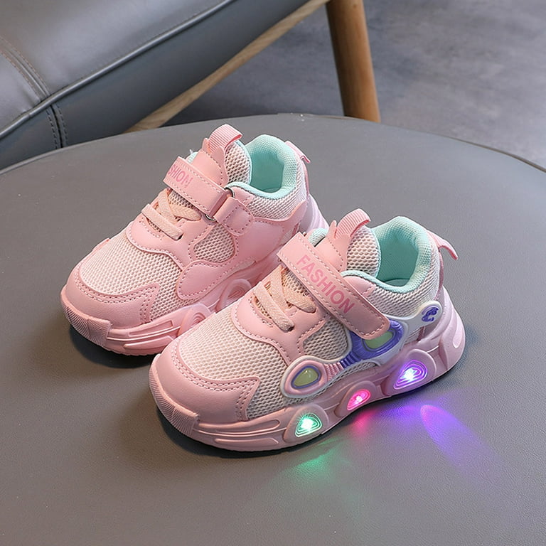 Kids LED Light Up Shoes - Baby Boys Girls Sneakers With Flashing Lights (Pink, 15-18 Months)