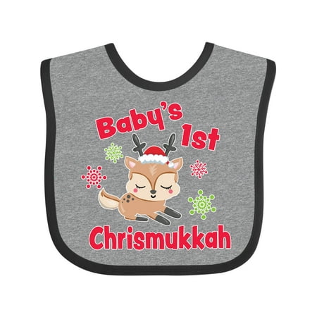 

Inktastic Baby s 1st Chrismukkah with Cute Reindeer and Snowflakes Gift Baby Boy or Baby Girl Bib