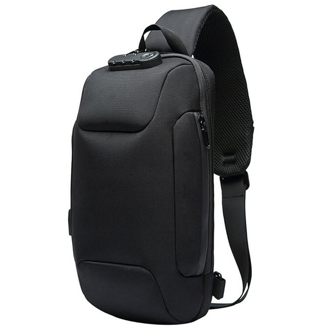 Coofit Men Sling Bag Theft-proof Waterproof Crossbody Backpack with USB Charging Port