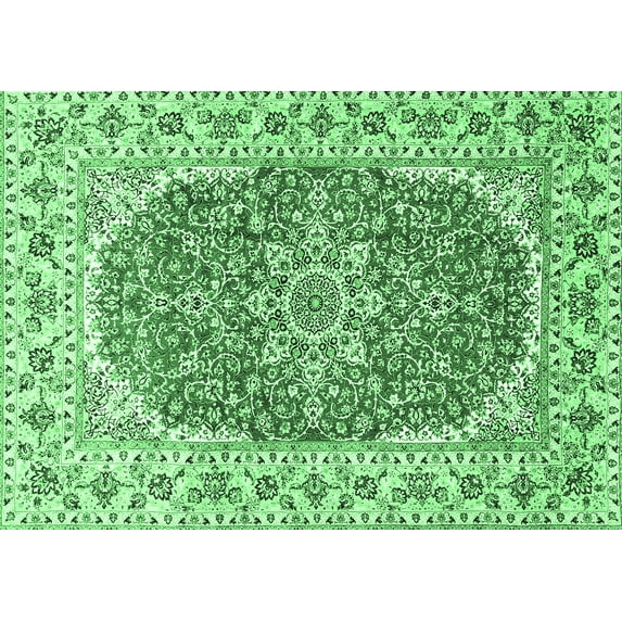 Ahgly Company Indoor Rectangle Medallion Emerald Green Traditional Area Rugs, 2' x 3'
