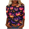 thumbnail image 2 of Uootdi Womens Shirts Crew Neck Halloween Theme Print 3/4 Sleeve T Shirts for Women Loose Fit Casual Holiday Wear Soft Womens Halloween Tops Gift, 2 of 5