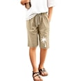 thumbnail image 4 of NAFUU Girls Bermuda Shorts Knee Length Straight Leg Long Shorts Casual Drawstring Elastic Waist Beach Short Pants 5-6 Years, 4 of 4