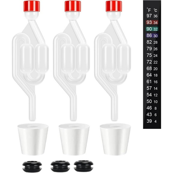 S-Shape Brewing Airlock Kit, 3 Pack Homebrew Twin Bubble Air Lock Set for Brewing Wine Making Sauerkraut Kimchi