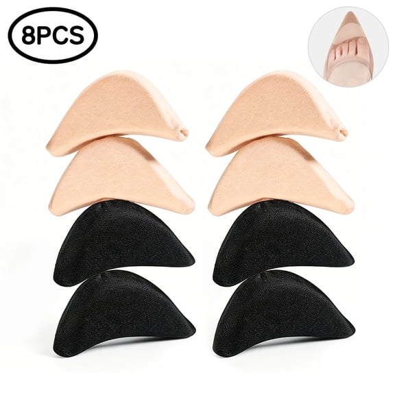 8 Pairs Toe Filler Inserts for Too Big Shoes, Foam Shoe Fitters Inserts for Men Women Black Beige