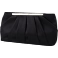 thumbnail image 1 of CHAO Bolso de noche de satén para mujer, elegante bolso de noche plisado de satén para mujer, bolso de boda plateado, 1 of 5