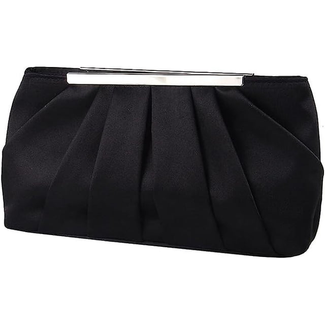 CHAO Bolso de noche de satén para mujer, elegante bolso de noche plisado de satén para mujer, bolso de boda plateado