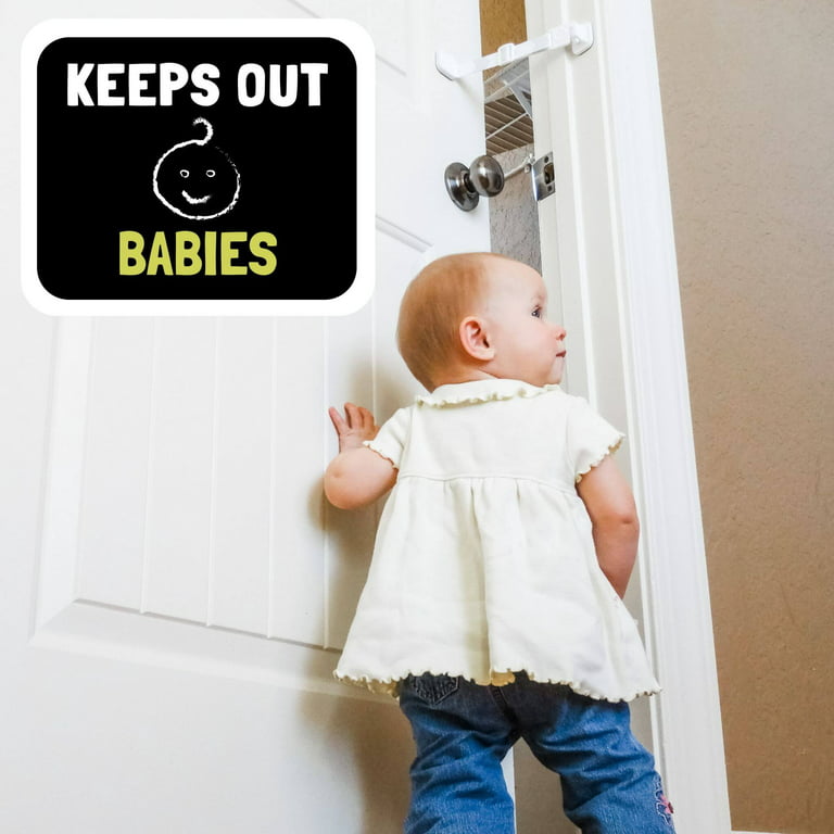 Neobay Child Proof Door Lock with Adjustable Door Strap and Latch. No Need  for Interior Cat Door. Keep Toddler Out of Room with Litter Box While Let  Cat in Easily. Basic