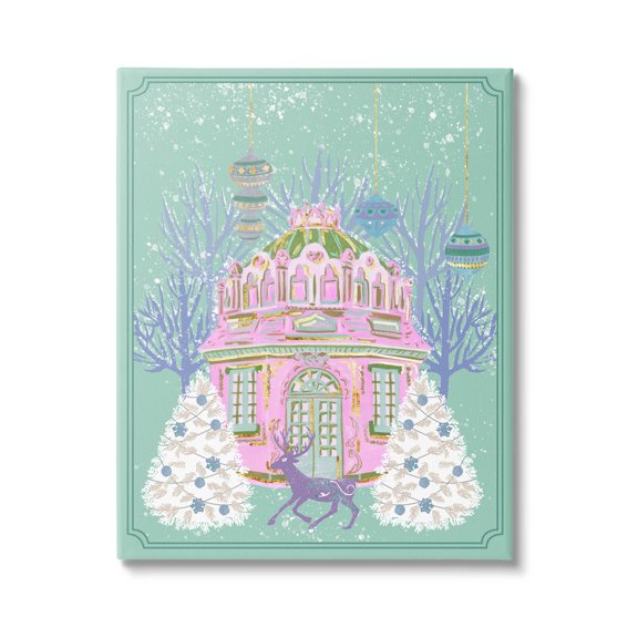 Stupell Industries Vintage Pastel Holiday Reindeer Graphic Art Gallery Wrapped Canvas Print Wall Art, Design by Melissa Wang