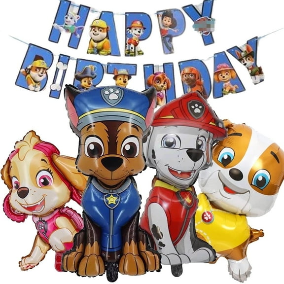 6 PCS Large Chase Dog Balloons Paw Balloons Puppy Balloons Birthday Party Balloons Marshall